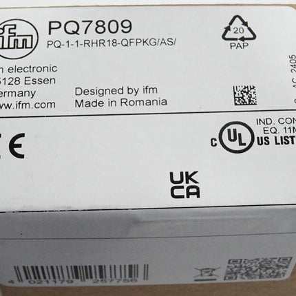 Ifm Electronic PQ7809 Drucksensor für die Pneumatik PQ-1-1-RHR18-QFPKG/AS/ / Neu OVP versiegelt