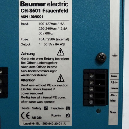 Baumer Electric ASIN 120A0001 Power Supply