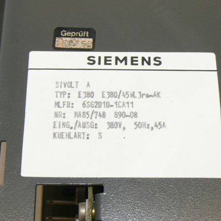 Siemens 6SG2010-1CA11 SIVOLAT-A E380/45WL3re-AK