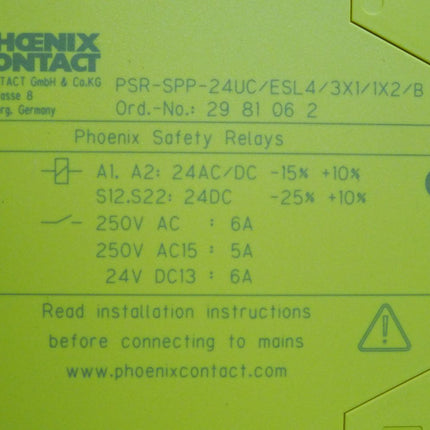 Phoenix Contact 2981062 Safety Relay PSR-SPP- 24UC/ESL4/3X1/1X2/B / Neuwertig