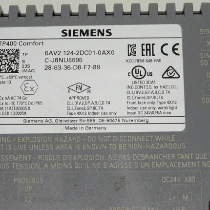 Siemens 6AV2124-2DC01-0AX0 / 6AV2 124-2DC01-0AX0 Rückschale