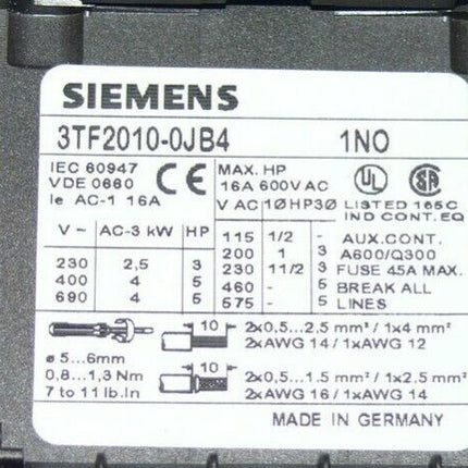 SIEMENS 3TF2010-0JB4 / Sirius Schütz / Contactor