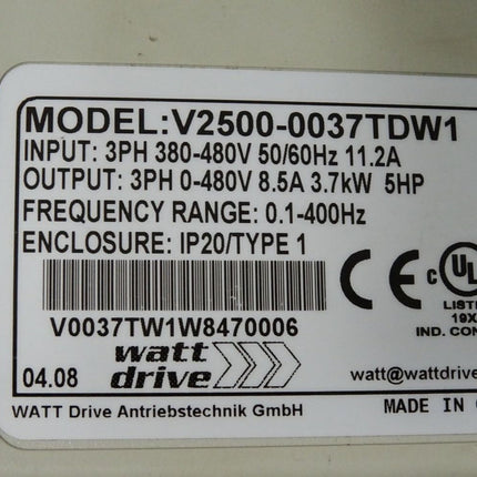 Watt Drive V2500 OPTI-Line V2500-0037TDW1 3.7kW Frequenzumrichter / Neuwertig