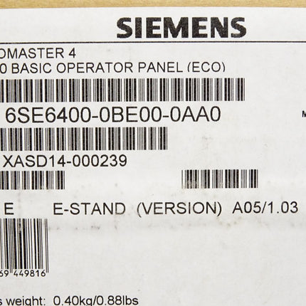 Siemens Micromaster4 MM430 Panel 6SE6400-0BE00-0AA0 BOP-2 / Neu OVP