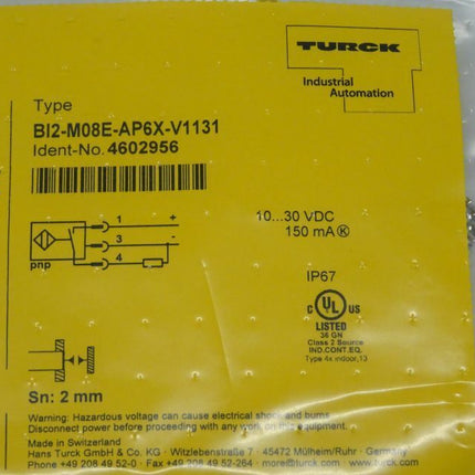 Turck BI2-M08E-AP6X-V1131 Induktiver Sensor 46029556 Neu-versiegelt