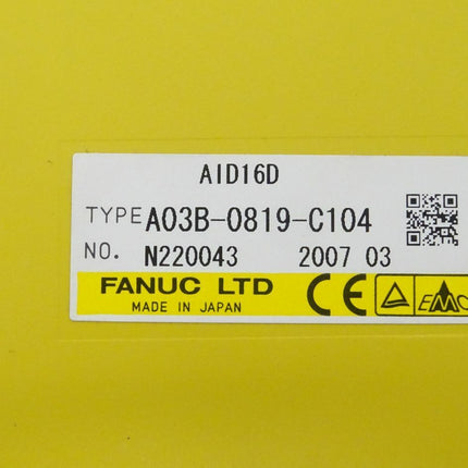 Fanuc A03B-0819-C104 Digital Input Module AID16D N220043 2007-03 neu