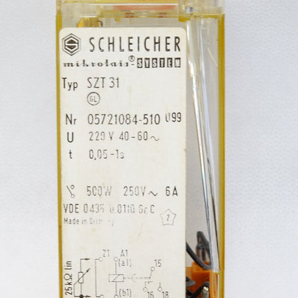 Schleicher Mikrolais SZT31 05721084-510 0.05-1s Zeitrelais