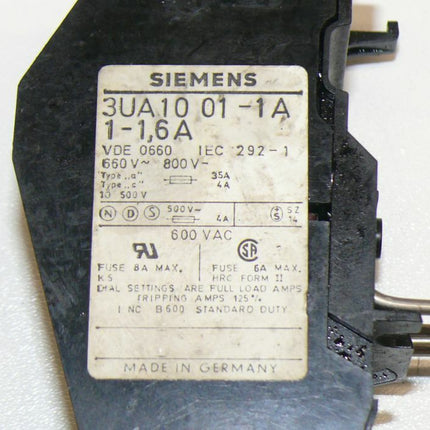 Siemens 3UA10 01-1A1-1,6A / 3UA10 Überlastrelais