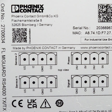 Phoenix Contact 2700634 FL MGUARD RS4000 TX/TX Router