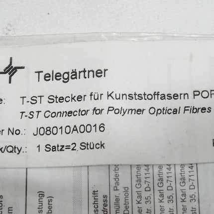 Telegärtner T-ST J08010A0016 Stecker für Kunstoffasern POF / Neu OVP