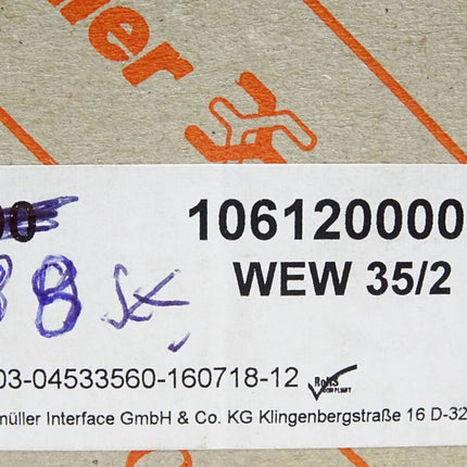 Weidmüller 1061200000 Reihenklemmen WEW 35/2 / Inhalt:88 Stück / Neu OVP