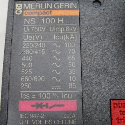 Merlin Gerin Schneider Leistungsschalter NS100H vigi NS100/160 NS100-160-250 N/H/NA