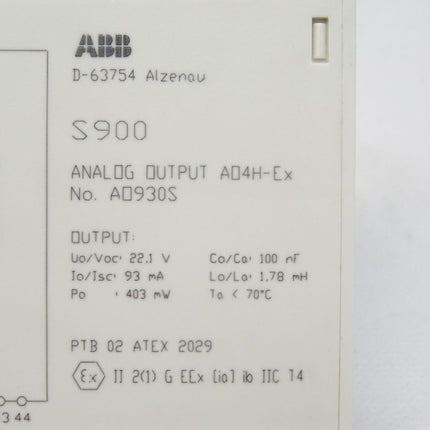 ABB S900 AO930S Analog Output AO4H-Ex