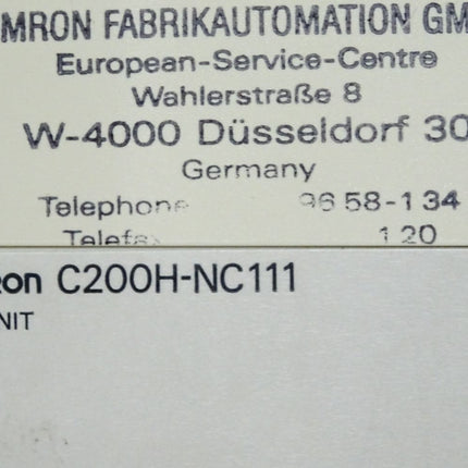 Omron C200H-NC111 NC Unit