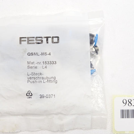 Festo L-Steckverschraubung 153333 QSML-M5-4 / Inhalt : 10 Stück / Neu OVP