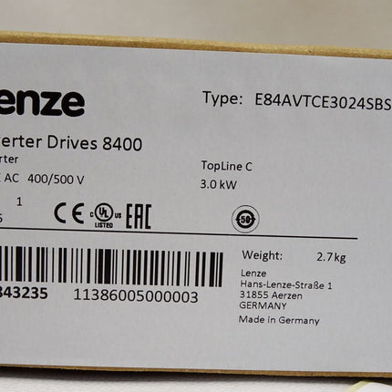 Lenze Inverter Drives 8400 15843235 E84AVTCE3024SBS 3kW / Neu OVP versiegelt