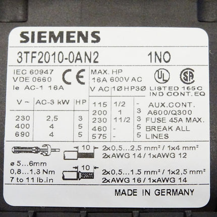 Siemens Schütz 3TF2010-0AN2