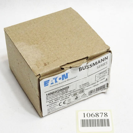 Eaton Bussmann 16NHG000B NH-Sicherungseinsätze 16A 500VAC gL/gG / inhalt:3 Stück / Neu OVP