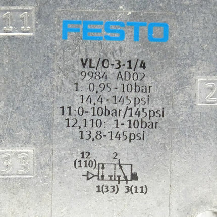 Festo 9984 Magnetventil VL/0-3-1/4