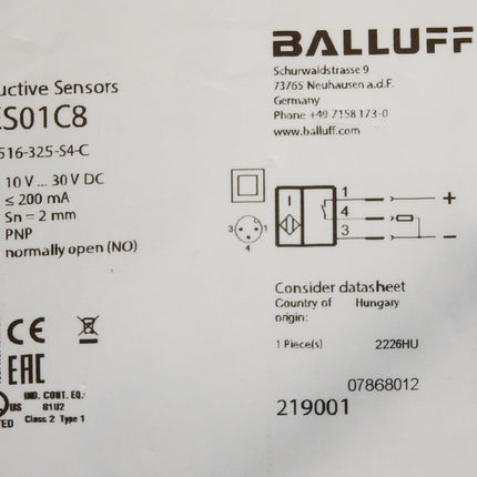 Balluff BES01C8 Induktiver Sensor BES516-325-S4-C / Neu OVP