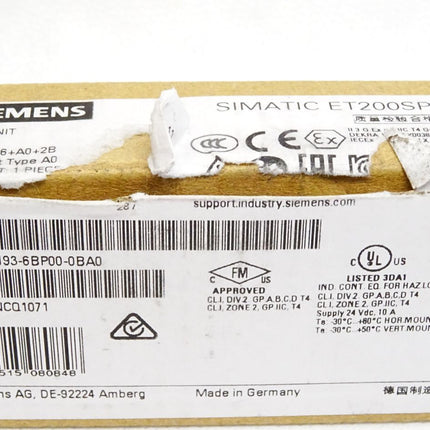 Siemens ET200SP 6ES7193-6BP00-0BA0 6ES7 193-6BP00-0BA0 / Neu OVP