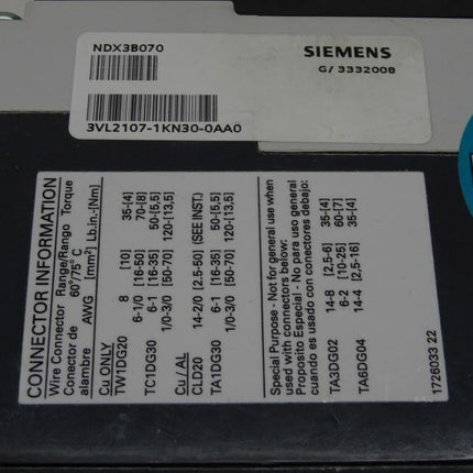 Siemens 3VL2107-1KN30-0AA0 Leistungsschutzschalter 3VL2115-3RR30-0AA0