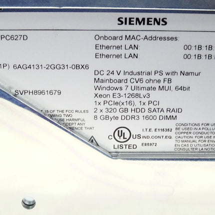 Siemens Simatic IPC627D 6AG4131-2GG31-0BX6