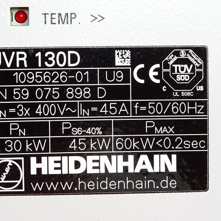 Heidenhain 1095626-01 UVR130D UVR 130D Umrichter-Versorgungseinheit / Neuwertig