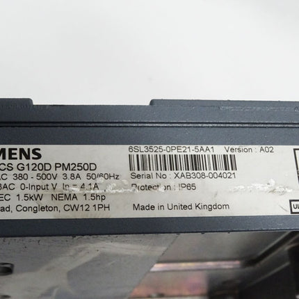 Siemens Sinamics G120D Power Module PM250D 6SL3525-0PE21-5AA1 Rev.A02