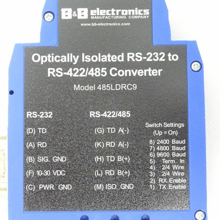 B&B Electronics 485LDRC9 Optically Isolated RS-232 to RS-244/485 neu