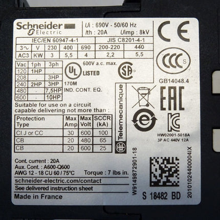 Schneider Electric LP2K1201BD Wendeschütz 079106