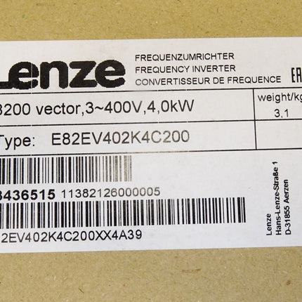 Lenze Frequenzumrichter 8200 vector 4kW 13436515 E82EV402K4C200 / Neu OVP versiegelt