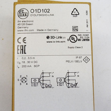 Ifm Electronic O1D102 O1DLF3KG/IO-LINK Optischer Abstandssensor / Neu OVP