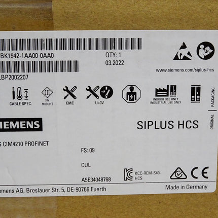 Siemens 6BK1942-1AA00-0AA0 Siplus HCS CIM4210 Profinet / Neu OVP versiegelt