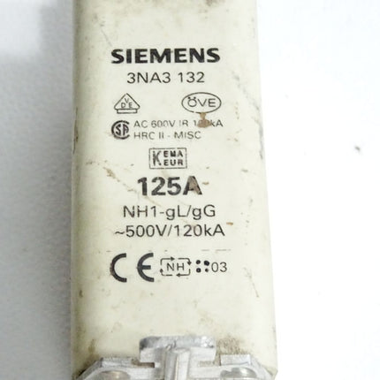 Siemens Sicherung 3NA3132 3NA3 132 125A NH1-gL/gG 500VAC 120kA