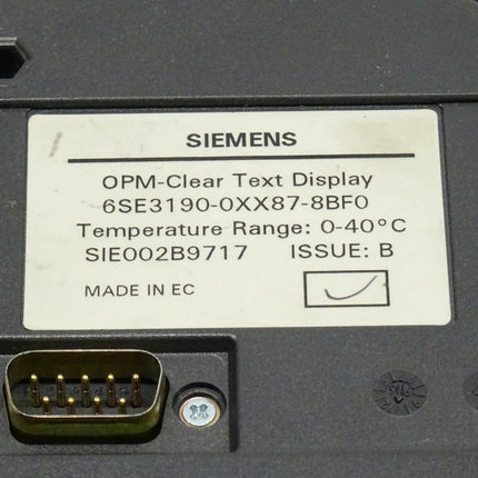 Siemens 6SE3190-0XX87-8BF0 / 6SE 3190-0XX87-8BF0 OPM-Clear Text Display ISSUE:B