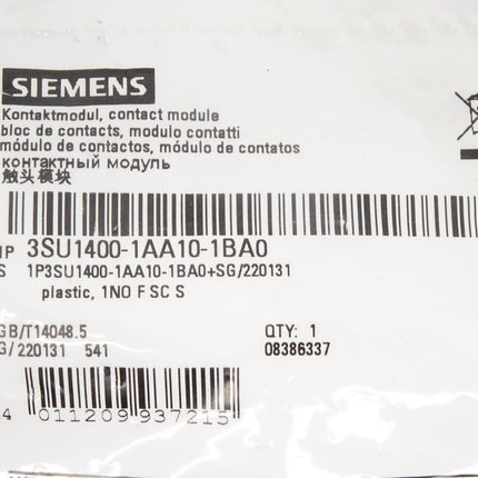 Siemens Kontaktmodul 3SU1400-1AA10-1BA0 / Neu OVP