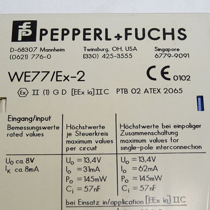 Pepperl+Fuchs Schaltverstärker 129198 WE77/Ex-2 230V / Neu OVP