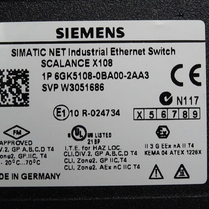 Siemens Scalance X108 Ethernet Switch 6GK5108-0BA00-2AA3