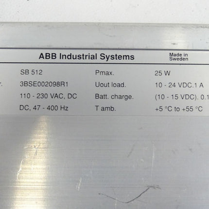 ABB Industrial Systems SB512 3SBSE002098R1 Power Supply Stecker beschädigt