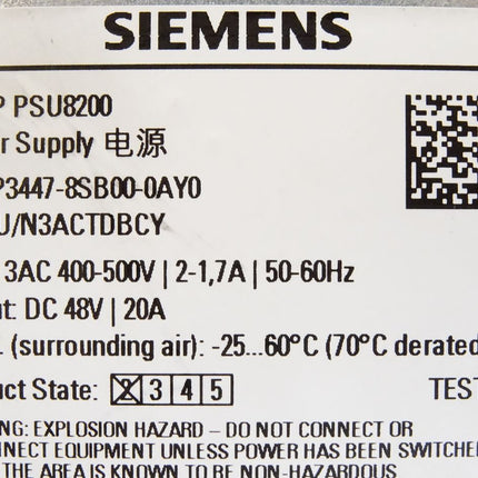 Siemens Sitop PSU8200 Power Supply 6EP3447-8SB00-0AY0