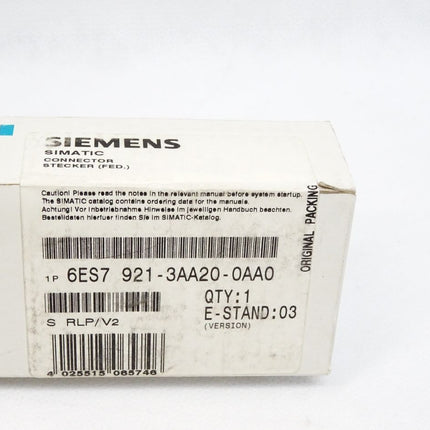 Siemens Simatic Stecker 6ES7921-3AA20-0AA0 / 6ES7 921-3AA20-0AA0 / Neu OVP