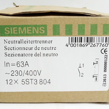 Siemens Neutralleitertrenner 5ST3804 / Inhalt:12 Stück / Neu OVP