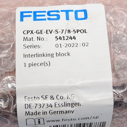 Festo Verkettungsblock 541244 CPX-GE-EV-S-7/8-5POL / Neu OVP versiegelt