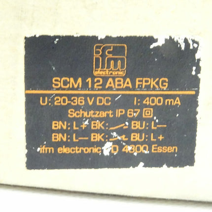 IFM Electronic SCM 12 ABA FPKG Sensor 20-36VDC Strömungswächter SCM12ABAFPKG