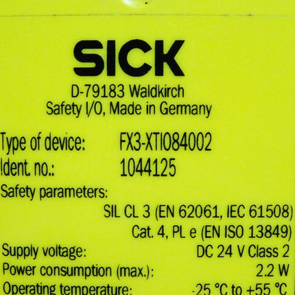 Sick 1044125 FX3-XTIO84002 Sicherheitssteuerung Flexi Soft / Neu OVP