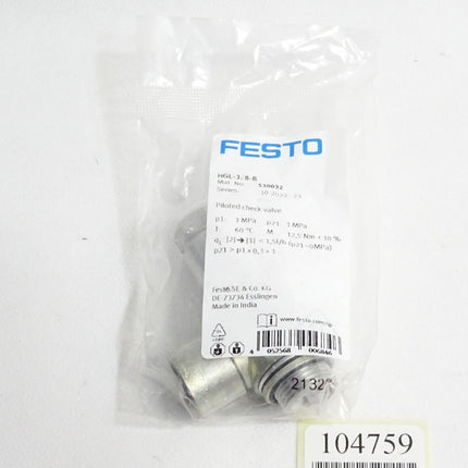 Festo 530032 HGL-3/8-B Gesteuertes Rückschlagventil / Neu OVP