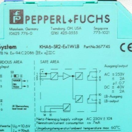 Pepperl+Fuchs K-System 36774 S KHA6-SR2-Ex1WLB