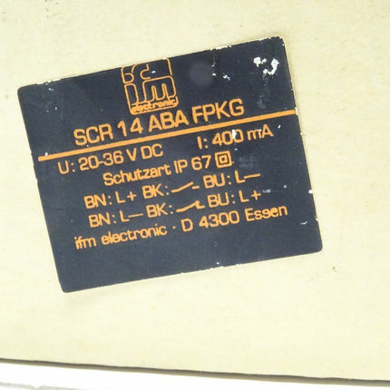 IFM Electronic SCR 14 ABA FPKG Sensor 20-36VDC Strömungswächter SCR14ABAFPKG