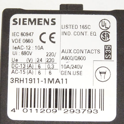 Siemens Hilfsschalterblock 3RH1911-1MA11